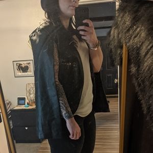 Faux leather cape vest